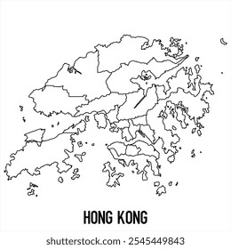 hong kong map icon isolated on white background. Outline map. Simple line icon. Vector illustration