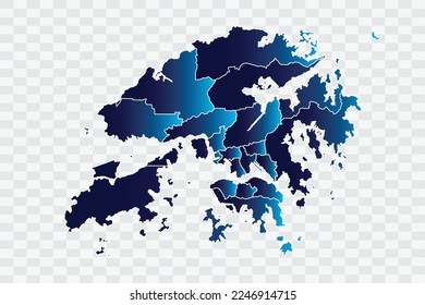 Hong Kong Map indigo Color on White Background quality files   png
