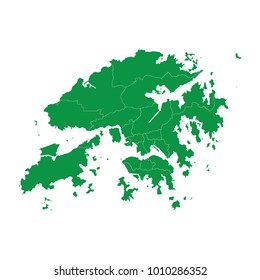 Hong Kong map isolated on transparent background. high detailed Green map of Hong Kong. Vector illustration eps 10.