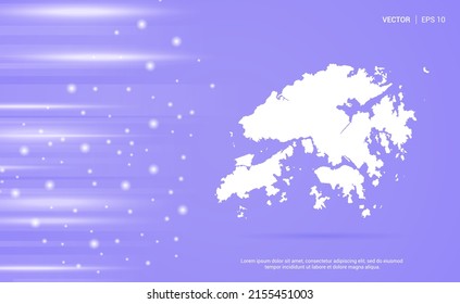 Hong Kong map isolated on purple background. Vector Illustration.