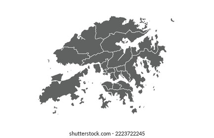 Hong Kong map isolated on white background.