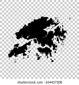 Hong Kong map isolated on transparent background. Black map for your design. Vector illustration, easy to edit.