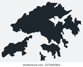 Hong Kong map. Just a simple border map. Shape of the territory. Flat blank Hong Kong outline. Vector boundary illustration.