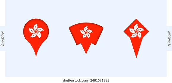 Conjunto de marcadores de mapa de Hong Kong. Ideal para proyectos relacionados con Hong Kong, viajes, geografía y representación internacional. Vector colección.