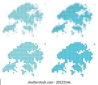 Hong Kong map mosaic set. Isolated on white background.