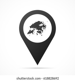 Hong Kong Map on location pin. Map pointer isolated on a white background.
Conceptual vector illustration.
