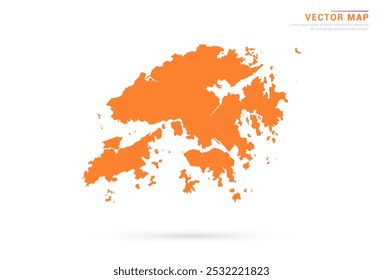 Hong Kong Map - orangefarbener abstrakter Stil einzeln auf weißem Hintergrund, Vektor.