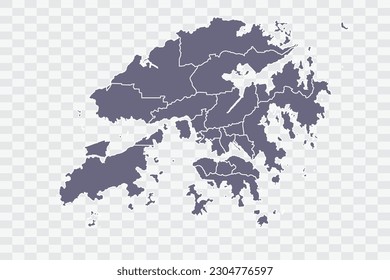 Hong Kong Map pewter Color on White Background quality files Png