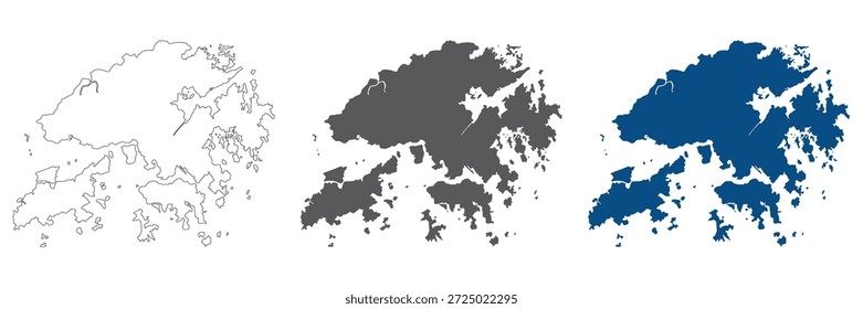Mapa de Hong Kong plano definido. Mapa de Hong Kong em branco.