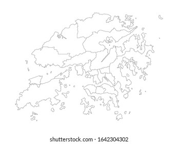 Hongkong-Karte mit Vektorillustration der Provinzen. weißer Hintergrund und schwarzer Umriss. Ideal für Geschäftskonzepte, Hintergründe, Hintergrund, Banner, Poster, Diagramm, Label, Aufkleber und Wallpaper.