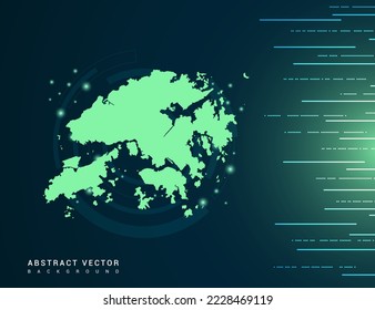 Mapa de Hong Kong de tecnología verde futurista vector de fondo.