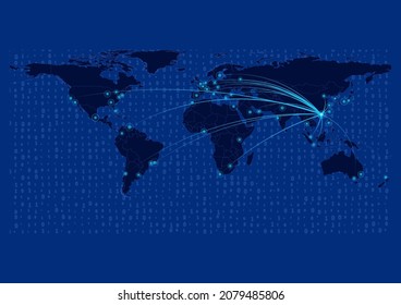 Hong Kong map for technology or innovation or export concepts. Connections of the country to major cities around the world. File is suitable for digital editing and prints of all sizes.