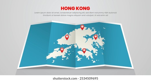 hong kong map travel with pin tag location design Illustration