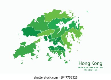 Hong Kong map. Vector eps10. green color. on white backgrounds.