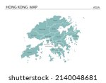 Hong Kong map vector illustration on white background. Map have all province and mark the capital city of Hong Kong. 