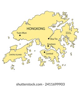 Hong Kong map vector illustration design
