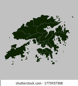 Hongkong-Karte, Vektorgrafik einzeln auf grauem Hintergrund