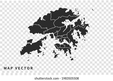 Hong Kong map vector, isolated on transparent background