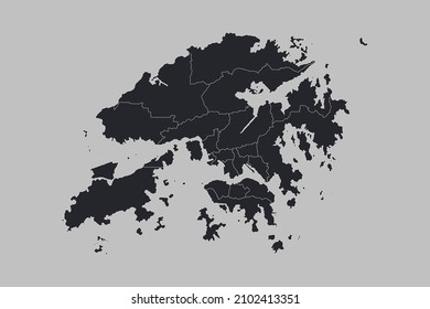 Hong Kong map vector, isolated on gray background