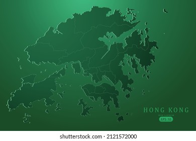 Hong Kong Map - World Map International vector template with High detailed and Green gradient color isolated on green background for design, infographic - Vector illustration eps 10