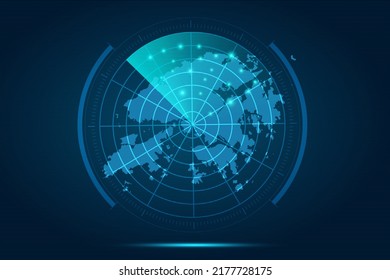 Hong Kong Map - World Map International vector template with futuristic circle radar style HUD, GUI, UI interface isolated on blue background for design, infographic - Vector illustration eps 10