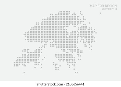 Hong Kong Map - World map International vector template with grey pixel, grid, grunge, halftone style isolated on white background for education, infographic, design - Vector illustration eps 10