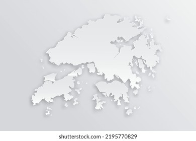Hong Kong Map - World map International vector template with 3D, paper style including shadow and white color on grey background for design, education, infographic - Vector illustration eps 10