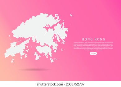 Hong Kong Map - World map vector template with 3d white color on Pink gradient background for infographic - Vector illustration eps 10