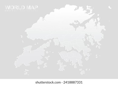 Mapa de Hong Kong - Mapa mundial de la plantilla vectorial con Alto detalle incluyendo color gradiente blanco y gris y color de contorno blanco aislado en fondo gris - Ilustraciones vectoriales 10