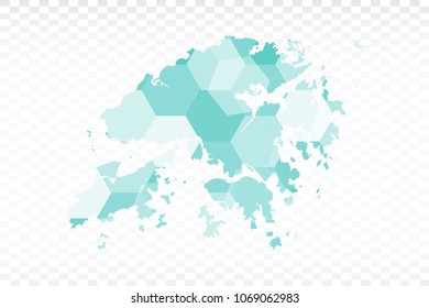 Hong Kong map-Polygonal map is made of colorful hexagons using the gradient method. On a plain background. Vector illustration eps 10.
