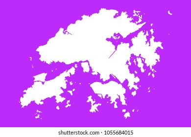 Hong Kong map-White map on purple background. Each city and border has separately. Vector illustration eps 10.