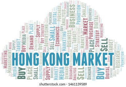 Hong Kong Market word cloud. Vector made with text only
