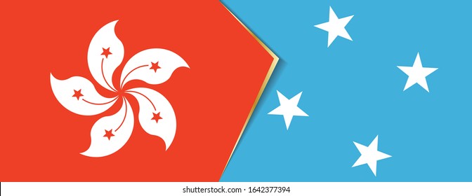 Hong Kong and Micronesia flags, two vector flags symbol of relationship or confrontation.