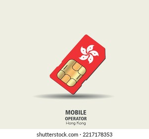 Hong Kong. Mobile operator SIM card with flag. Vector illustration