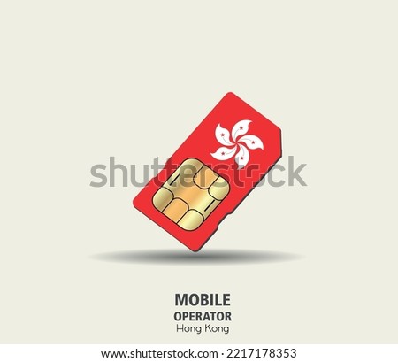 Hong Kong. Mobile operator SIM card with flag. Vector illustration