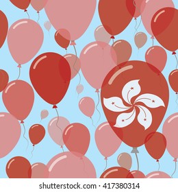 Hong Kong National Day Flat Seamless Pattern. Flying Celebration Balloons in Colors of Chinese Flag. Hong Kong Patriotic Background with Celebration Balloons.