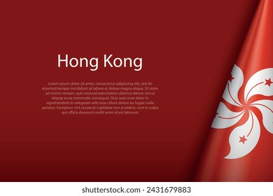 Hong Kong national flag isolated on dark background with copyspace