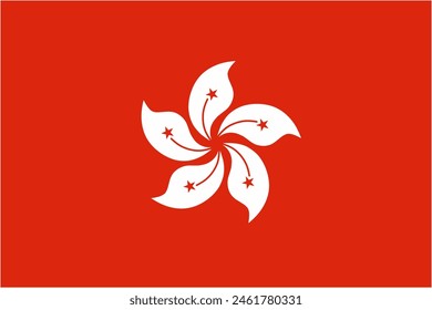 Hong Kong official flag vector with standard size and proportion. National flag emblem with accurate size and colors.