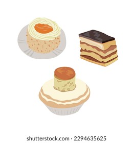 Hong Kong old style cakes. Apricot Jam Mini Cake, old style holland tart, chocolate cake.