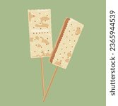 Hong kong old style vintage snack of malt cake or maltose cracker sandwich. Sweet snack.