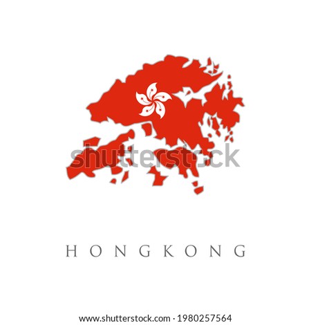 Hong Kong Outline Map With Flag. Vector map- hongKong country on white background. region China flag template.