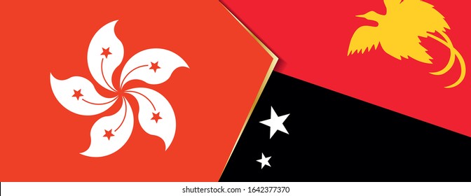 Hong Kong and Papua New Guinea flags, two vector flags symbol of relationship or confrontation.