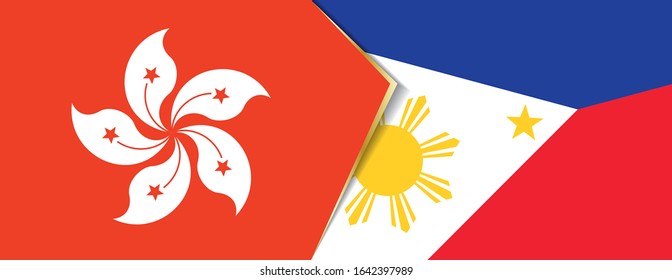 Hong Kong and Philippines flags, two vector flags symbol of relationship or confrontation.