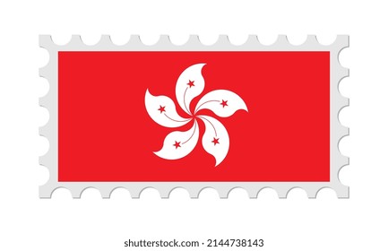 Hong Kong Postage Stamp With Shadow. Vector illustration.