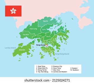 Mapa de las regiones de Hong Kong