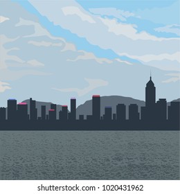 Hong kong with river vector