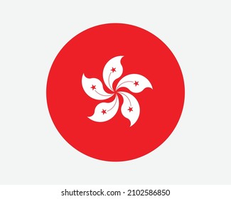 Hong Kong Round Country Flag. HK National Flag. Hong Kong Circular Shape Button Banner. EPS Vector Illustration. svg