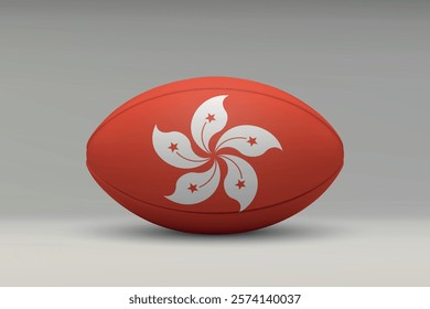 Hong Kong rugby ball featuring the national flag design on a gray background