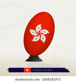 Hong Kong Rugby Ball on Rugby Kicking Tees with Modern Design. Illustration perfect for sports, national pride, and rugby-related projects.