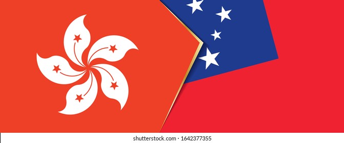 Hong Kong and Samoa flags, two vector flags symbol of relationship or confrontation.